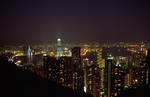 Foto, Bild: Blick vom Victoria Peak auf die City von Hongkong abends