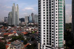 Foto, Bild: Blick vom Four Seasons Hotel auf die City mit Htten und Hochhusern