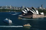 Foto, Bild: Blick von der Sydney Harbour Bridge auf das Sydney Opera House