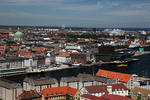 Foto, Bild: Blick von der Vor Frelsers Kirke ber Kopenhagen mit der Marmorkirche (Marmorkirken) bis zum Hafen