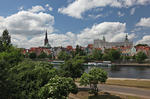 Foto, Bild: Altstadt am Oderufer mit Schloss und Jakobidom