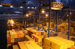 Containerumschlag abends in Las Palmas, Port of Las Palmas, Puertos de Las Palmas de la luz, Gran Canaria