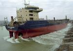 Stapellauf des Tankers WAPPEN VON MNCHEN seitwrts auf der Damen-Galatz-Werft, Rumnien